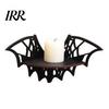 Wooden Corner Storage Rack Halloween Bat Shelf, Black Wall Mounted Candle Holder Stand, Decorative Mount Gothic Decor Display for Home Party,