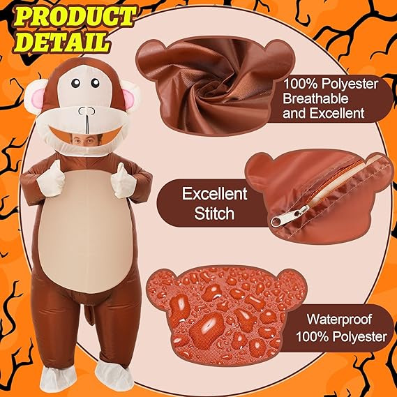 Pink-eared monkey inflatable costume, for adults