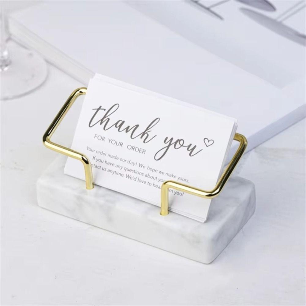 Metal Frame Metal Business Card Holder Marble Material Business Card Storage Holder Meeting Gifts