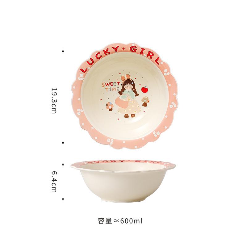Ceramic Dinner Plate, Simple Straw Hat Bowl, Fruit Plate, High-Value Salad Bowl, Cute Dessert Bowl, Household Soup Bowl, Instant Noodle Bowl
