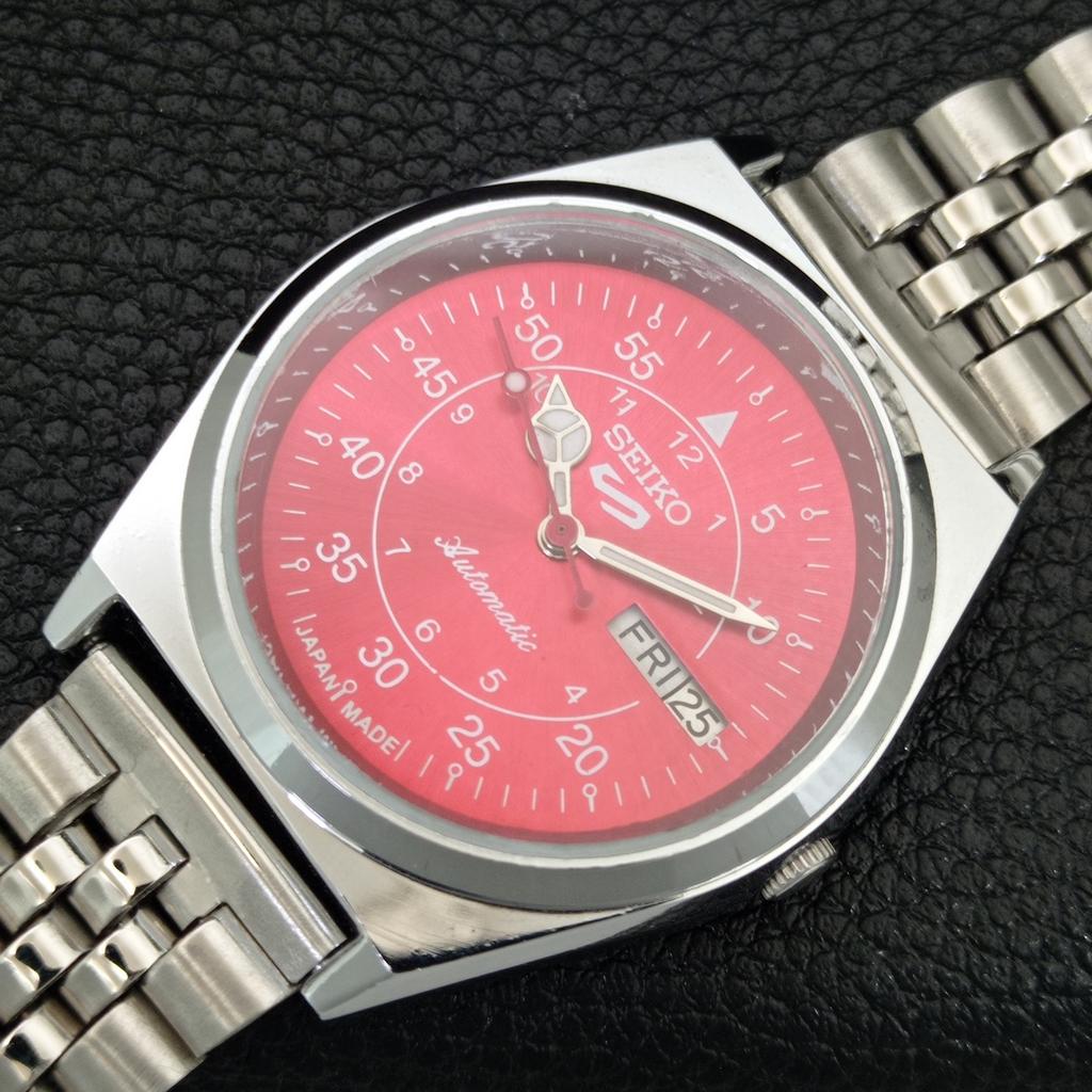 REFURBISHED SEIKO 5 AUTOMATIC 6309A VINTAGE JAPAN MENS RED DIAL WATCH a442206-1