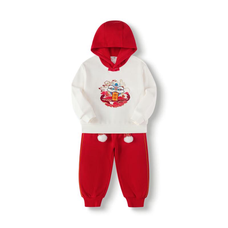Balabala Kids' New Chinese Style Fleece-Lined Two-Piece Set