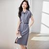 Women's Polo Collar Shirt Midi Dress