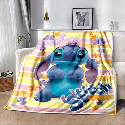Stitch Printed Anime Fleece Plush Blanket Soft Warm Blanket for Adults and Children Bedroom Sofa Gift Throw Blanket