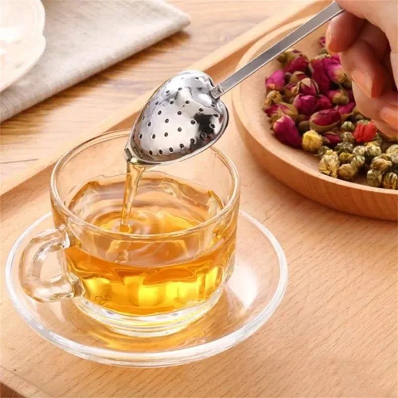 Stainless Steel Handle Heart-shaped Tea Ball Tea Infuser Strainers Filters Tea Interval Diffuse Kitchen Accessories
