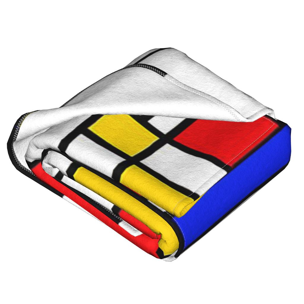 Mondrian Decken Atmungsaktive Flanell Sofa Überwurfdecke für Couch Bettwäsche Büro Überwürfe Tagesdecke Quilt