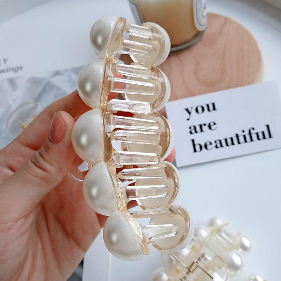 Half-Up Hair Metal Small Side Hair Clip Imitation Pearl Texture Elegant Back of the Head Shark Clip Hair Accessory