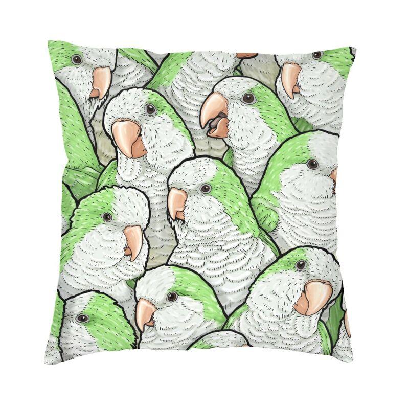 Green Quaker Parrots Pillow Case Home Decorative Nordic Psittacine Cushion Decoration Salon Square Pillowcase 30x30cm