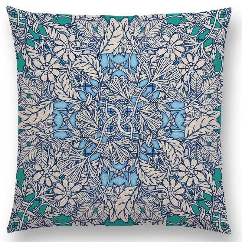 New Fantastic Snowflake Flowers Gorgeous Floral Doodle Colourful Decorative Pattern Mandalas Cushion Cover Sofa Pillow Case