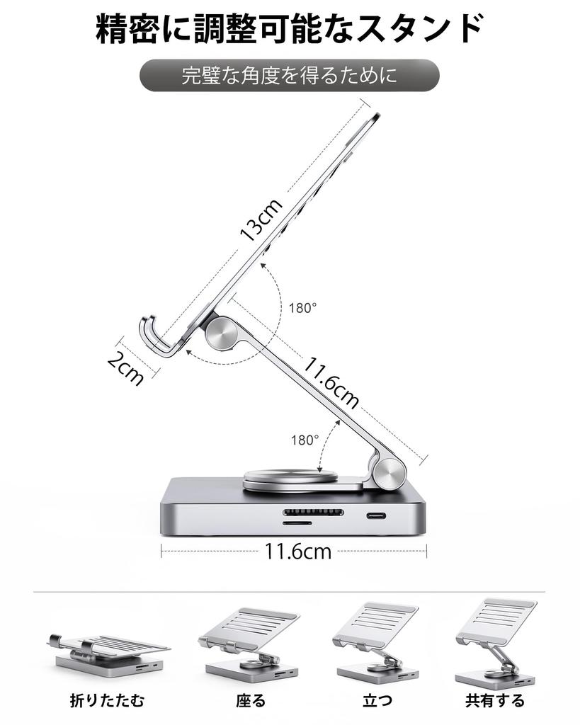 BYEASY iPad Stand Docking Station 8 In 1 iPad USB C Hub Tablet Stand with HDMI Jack LAN 100W PD Charging USB Card Reader for iPad Pro Type-C 3.5mm 3.0