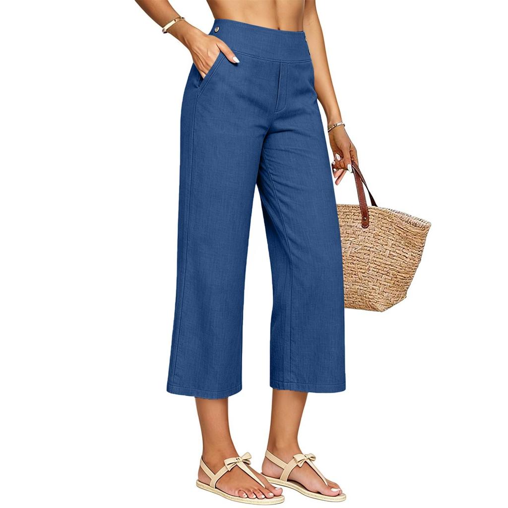 Pantaloni Larghi Casual e alla Moda da Donna con Tasche