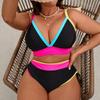Women S Plus Size Sexy Split Push Up Patchwork Bikini Set