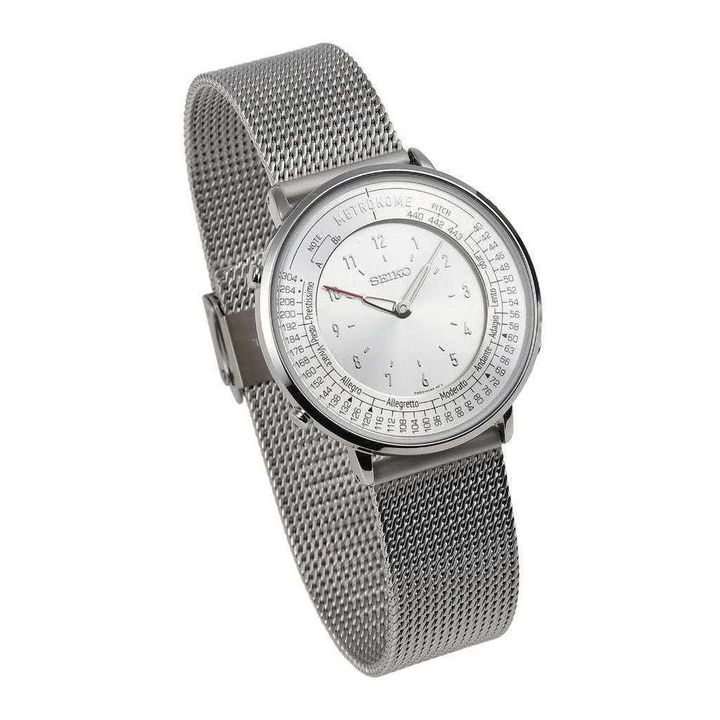 Orologio da polso SEIKO funzione metronomo maglia d'argento.