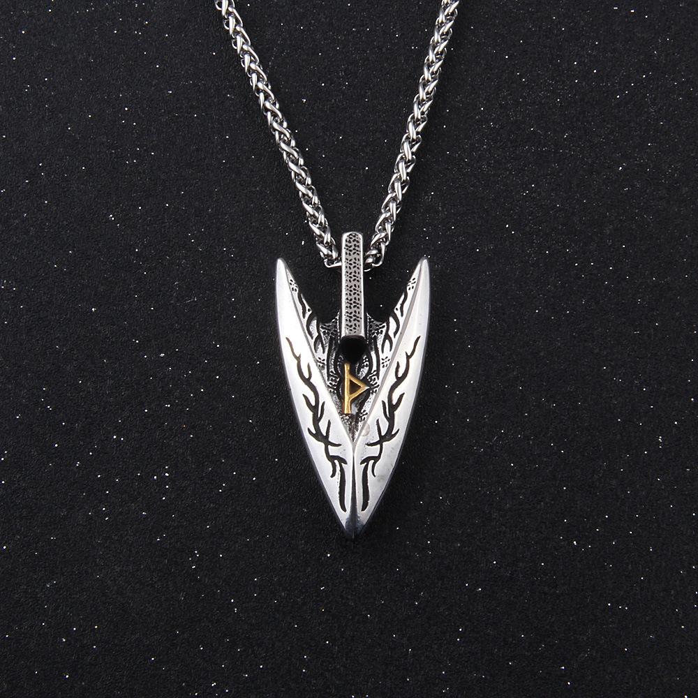 Odin's Spear of Destiny Necklace for Men with Rune Symbol ’s of Odin LabradoriteNorse Mythology