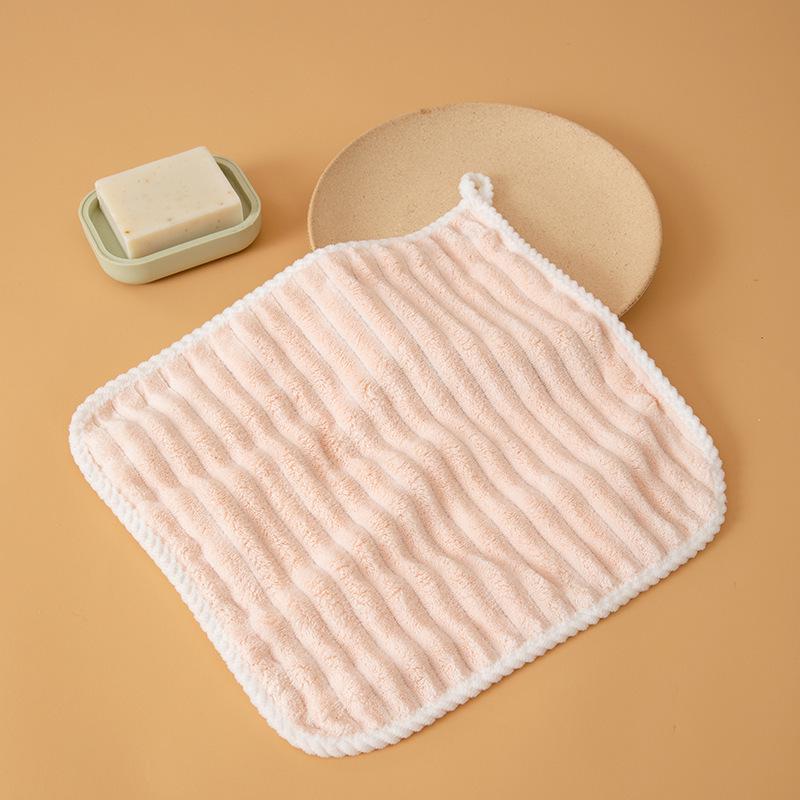 Candy Stripe Coral Fleece Absorbent Face Towel - Lint-Free Souvenir Gift, Ideal for Douyin & Kuaishou Live Streams. Small Square Towel.
