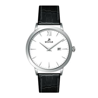 Profile Leather Strap White Dial Quartz 50214STN101 Mens Watch