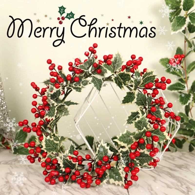

Christmas Artificial Flowers Ivy Berries Vines New Year s Decorations Atmosphere Props Wall Hanging Plants Simulation Leaves