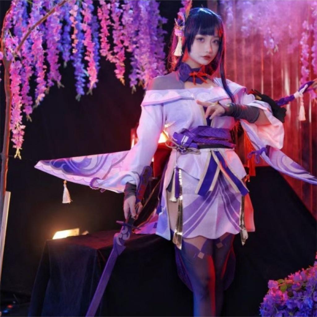 Genshin Impact Cos Costume God Of Thunder Barzhen Thunder General Shadow Warrior Cosplay Game Animation Kimono Female Shadow COS