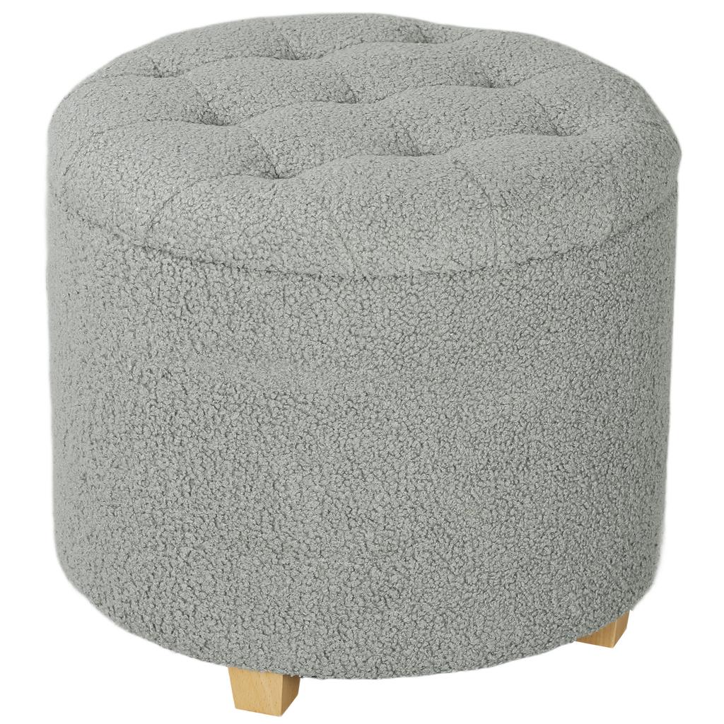 40.5L Teddy Fleece Storage Ottoman - Grey