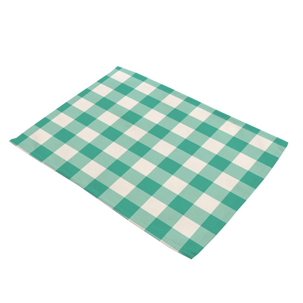 Blue/Yellow/Green White Small Plaid Placemats Linen Table Mat Fresh Style Modern Decor Kitchen Dining Room Grid Cup Pads Coaster