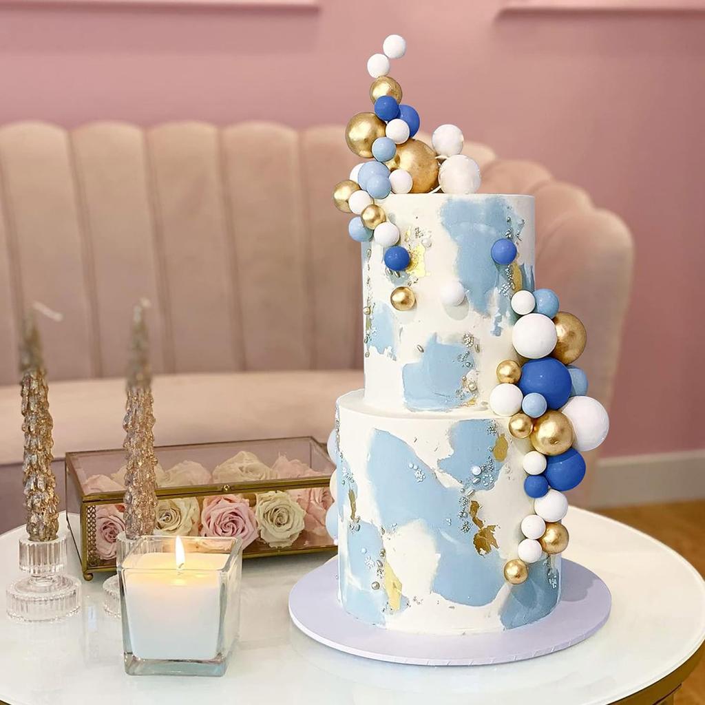 98 Pcs Cake Topper Balloons Cupcake Topper DIY Cake Insert Topper Foam Cake Balls Baking Decoration for  Anniversary Birthday