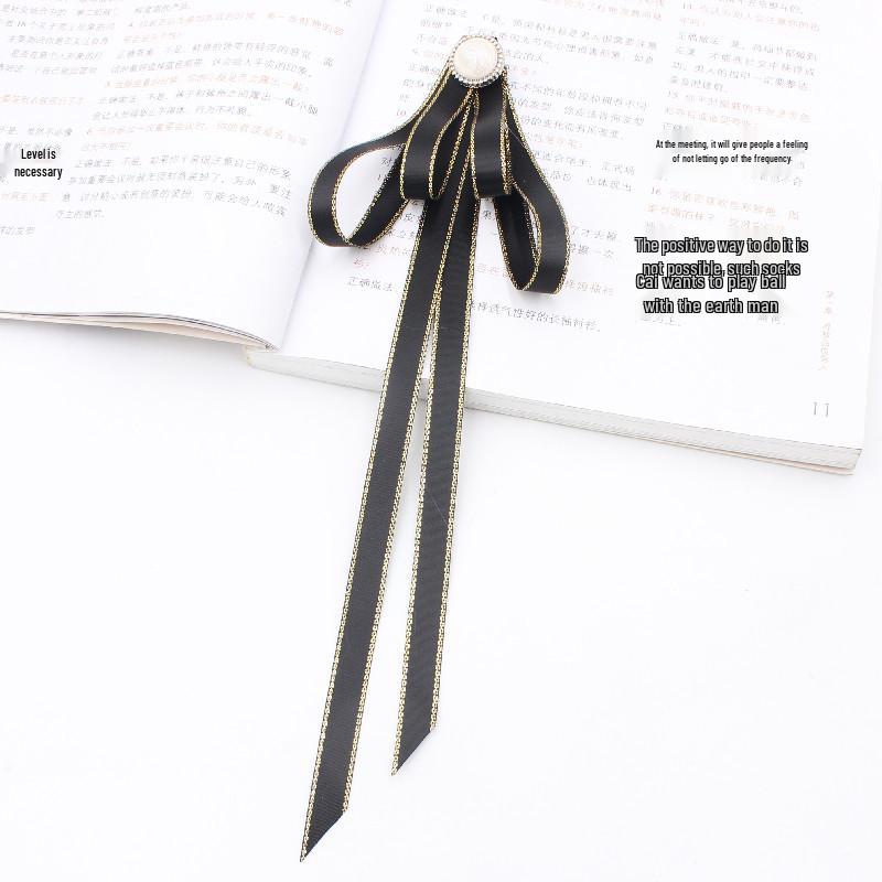 White Cat Eye Decorative Slim Bow Tie with Lapel Flower - TS203