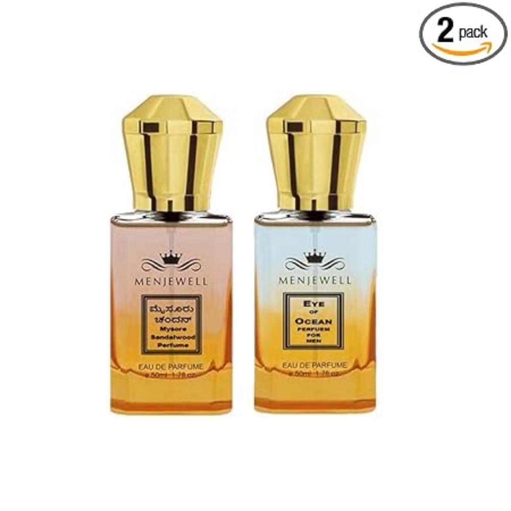 Menjewell Mysore Sandalwood And Eye Of Ocean Eau De Parfum Combo| Fragrance Spray Perfume For Men| Gift For Him| Perfume combo (50Ml*2) 100 ML