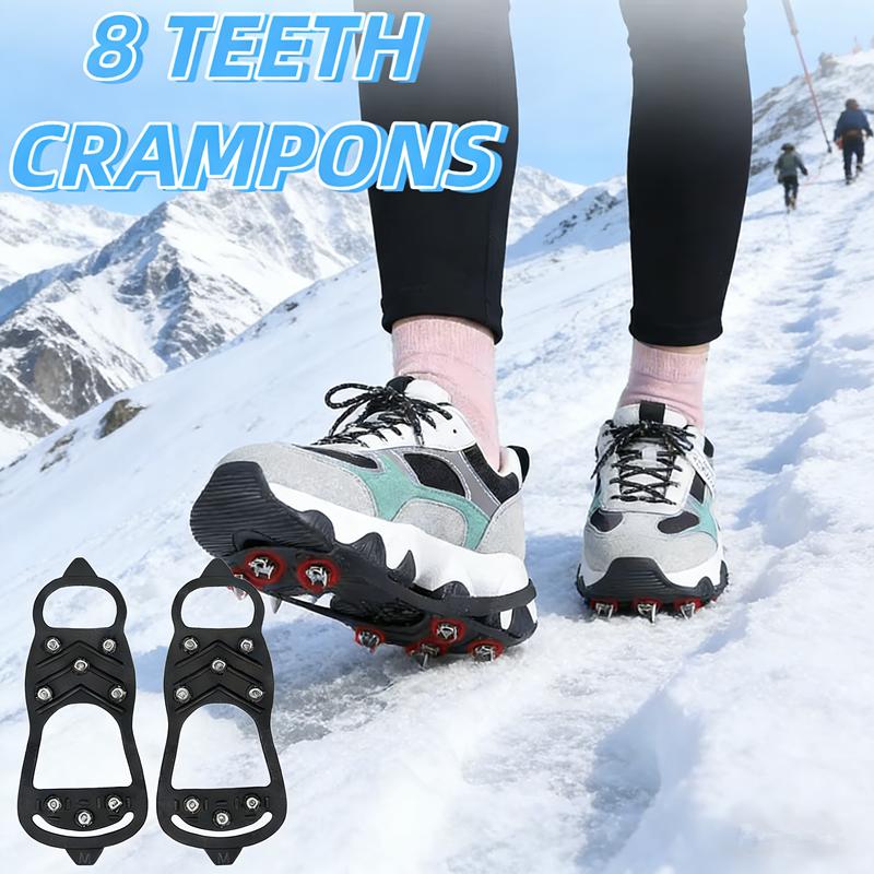 

8 Teeth Ice Gripper Spike Shoes Winter Outdoor Anti-Slip Hiking Mountain Climbing Ice Snow Crampons Anti-slip Grip Shoe Covers M size EU 35-40