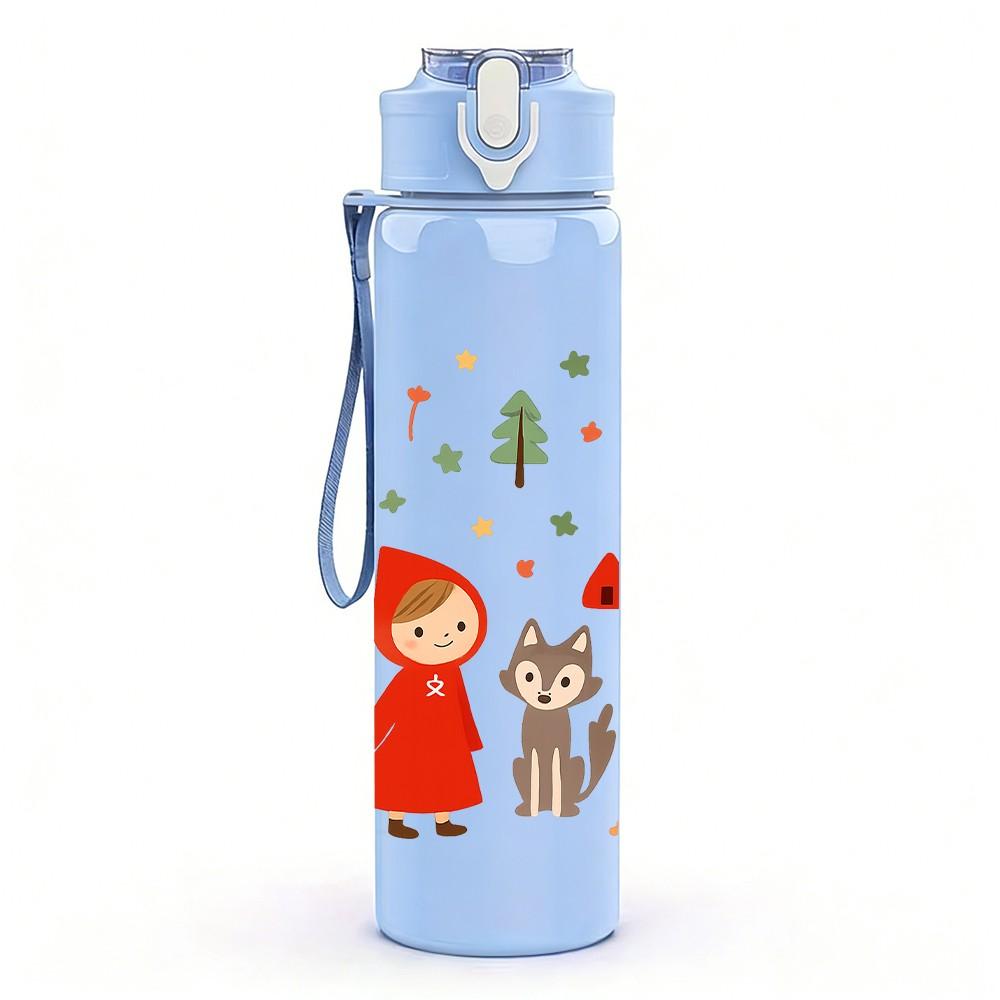 1PC Little Red Riding Hood Scene 750ml Color Plastic Sports Water Bottle Leakproof Flip Straw Lid For Sports Office Home Use
