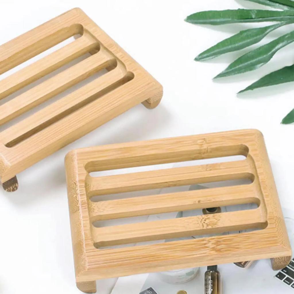 1pc Creative Bamboo Soap Tray - Drain Soap Box for Bathroom Countertop Storage and Organization