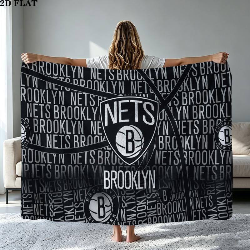Brooklyn Nets Logo Print Flannel Blanket High Quality Warm Comfortable Cover for All Seasons Perfect for Gifts Home Decor