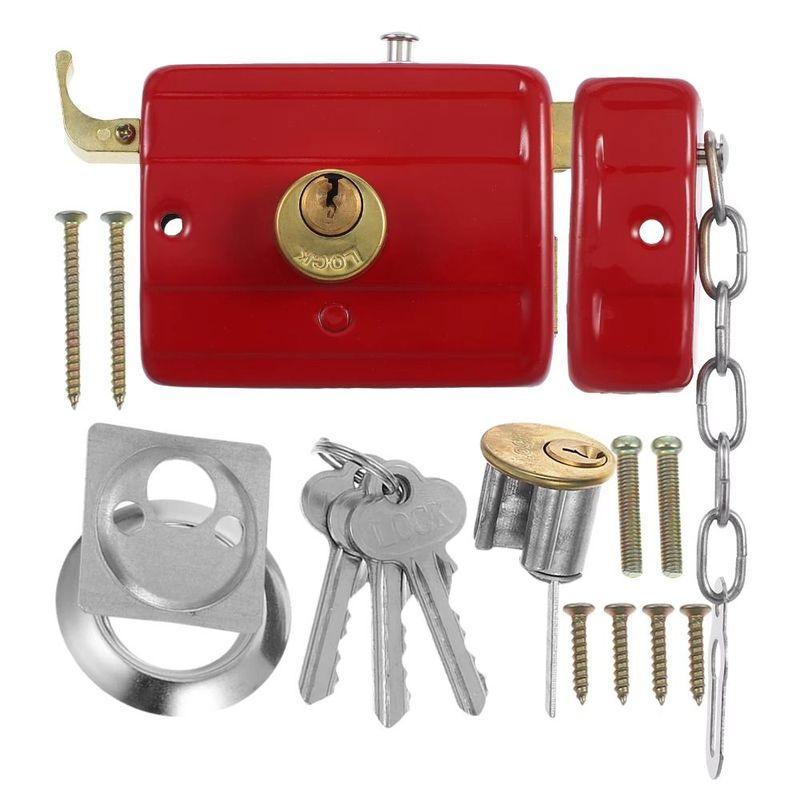 Universelles Anti-Diebstahl-Türschloss aus Eisen Einzylinder Langlebiges Robustes Schloss Schlüssel Inklusive Retro-Stil Retro Rotes Schloss Für den Innenbereich