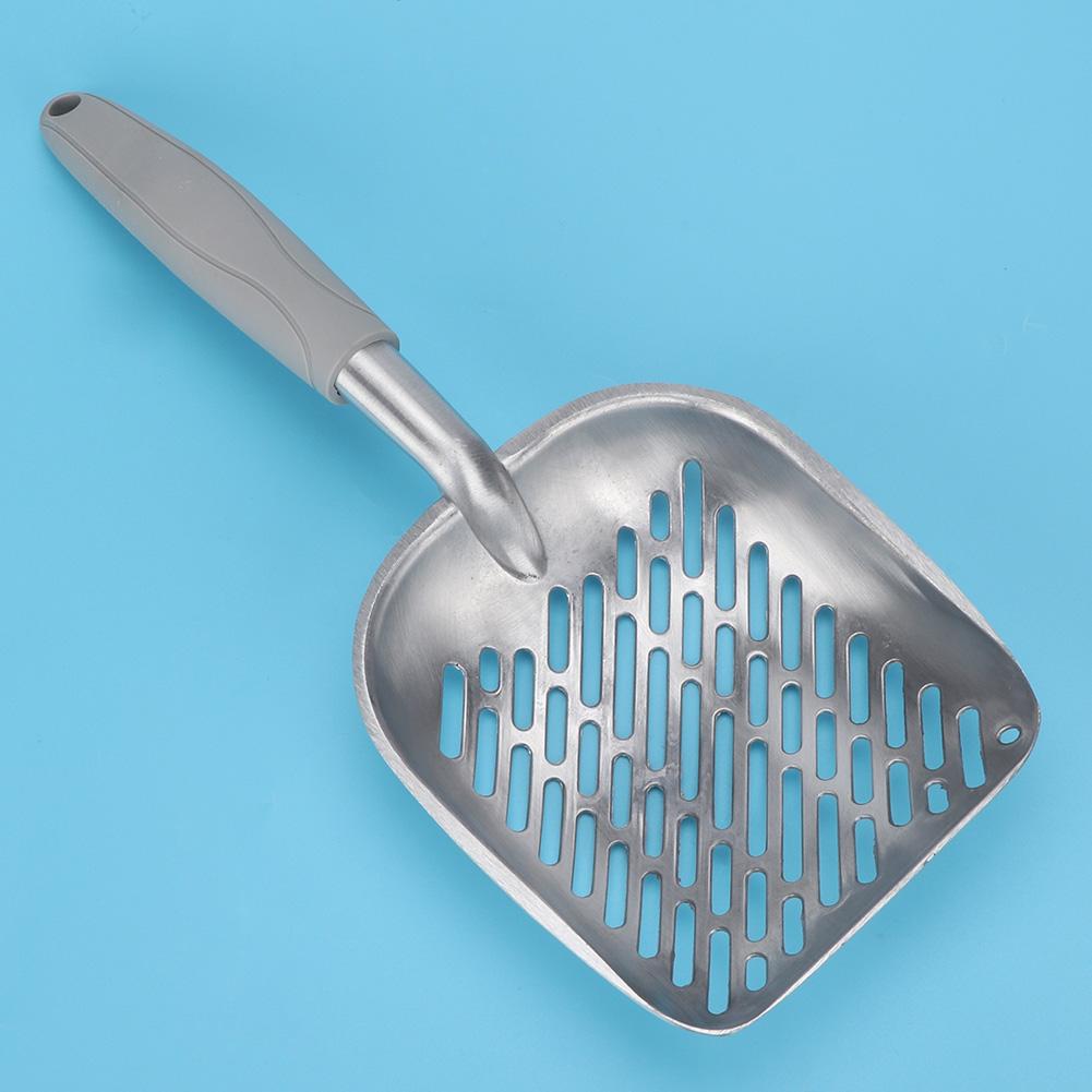 Aluminum Alloy Pet Cat Litter Scoop Sifter Shovel Hollow Dog Puppy Waste Holder(Black)