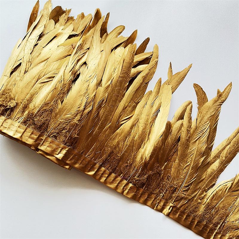 10 Meter 25-30CM Golden Silver Chicken Rooster Tail Feathers Trims Strip for Wedding Party Clothing Rooster Feather Trim