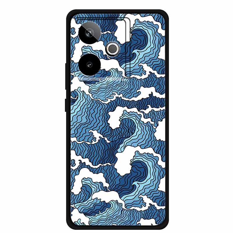 For Realme GT7 3D Relief Phone Case Emboss Flower Back Cover Black Silicone Shockproof Soft Protector 6.8" Realme GT 7T 7 T Capa