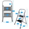 Ladder 2 Steps Household Ladder Foldable Steel Metal Gray 150 Kg