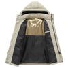 Herbst und Winter Herren Kapuzen-Schirmmütze Skifahren Outdoor Warm Mittellange Baumwolljacke Langer Skianzug Große Größe Lange Baumwolljacke