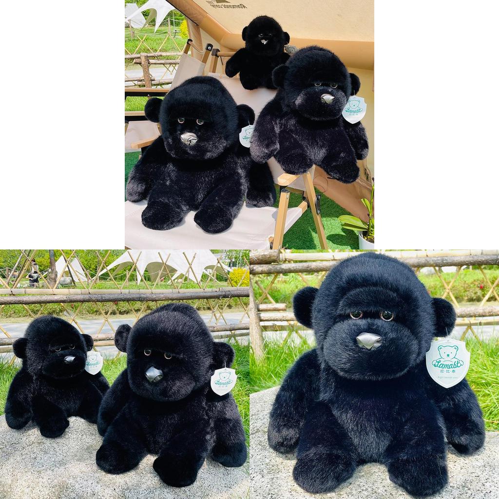 Black Chimpanzee Plush Toy Animal With Soft Short Pile For Kids Playroom Decor
