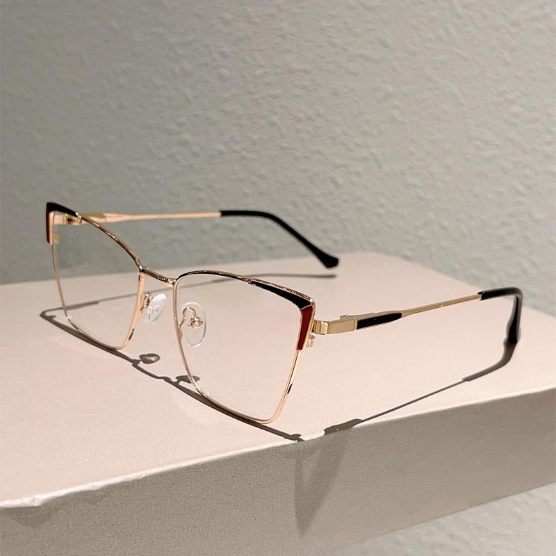 Oversized Cat Eye Glasses Women New Stylish Vintage Blue Light Blocking Eyewear Fashion Design Decorative Eyeglasses