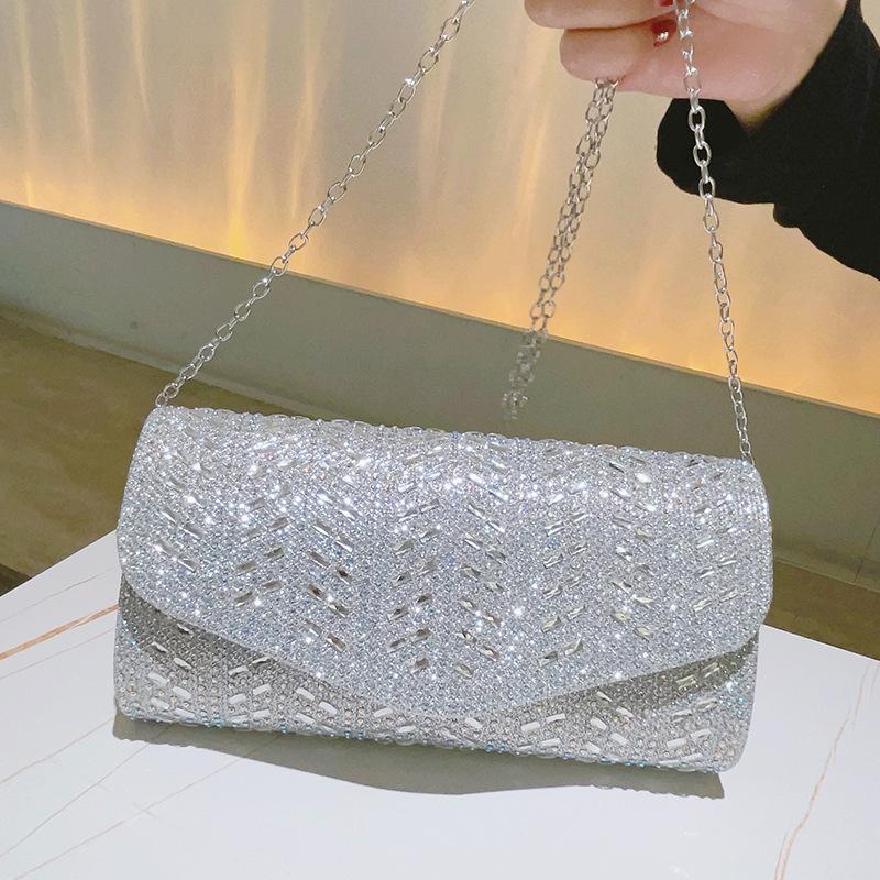 Rhinestone Envelope Bag Evening Clutch Purse High Quality Luxury Shoulder Bags 2024 Women Silver Cluthes Diamond Bolsa Feminina