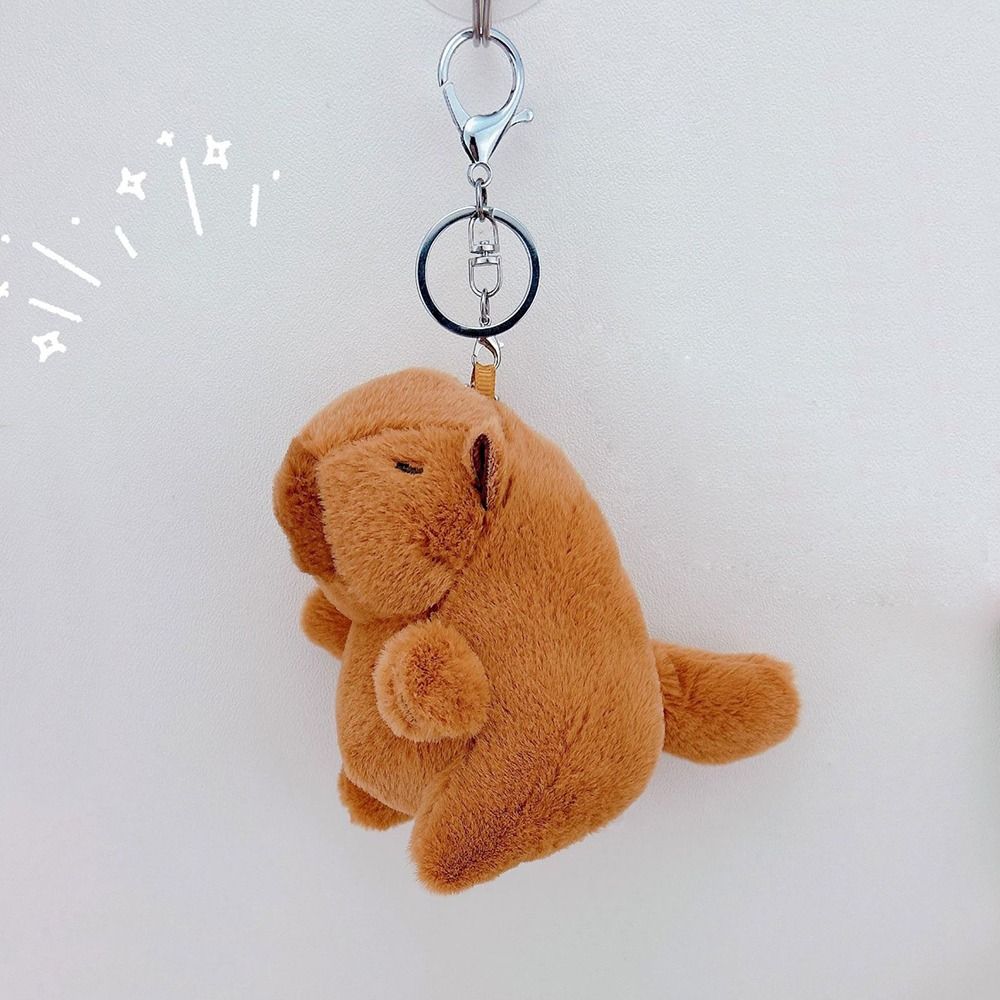 Soft Stuffed Tail Wagging Capybara Keyring Kawaii Capybara Doll Pendant  Kids Toy Gift