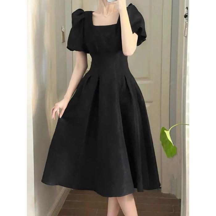 New Summer French First Love White Midi Skirt for Women with Waist Slim and Fresh Temperament Short-sleeved Dress