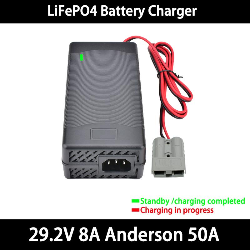 29.2V 8A 10A LiFePO4 Battery Charger For 8S 25.6V 24V LiFePO4 Battery Pack Fast Charger Equipped with XT60 XT90 plug
