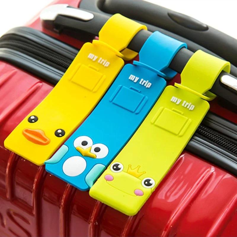 Cute Cartoon Animal Silicone Luggage Tag Portable Suitcase Name Label Anti-loss Baggage Identifier Travel Accessory