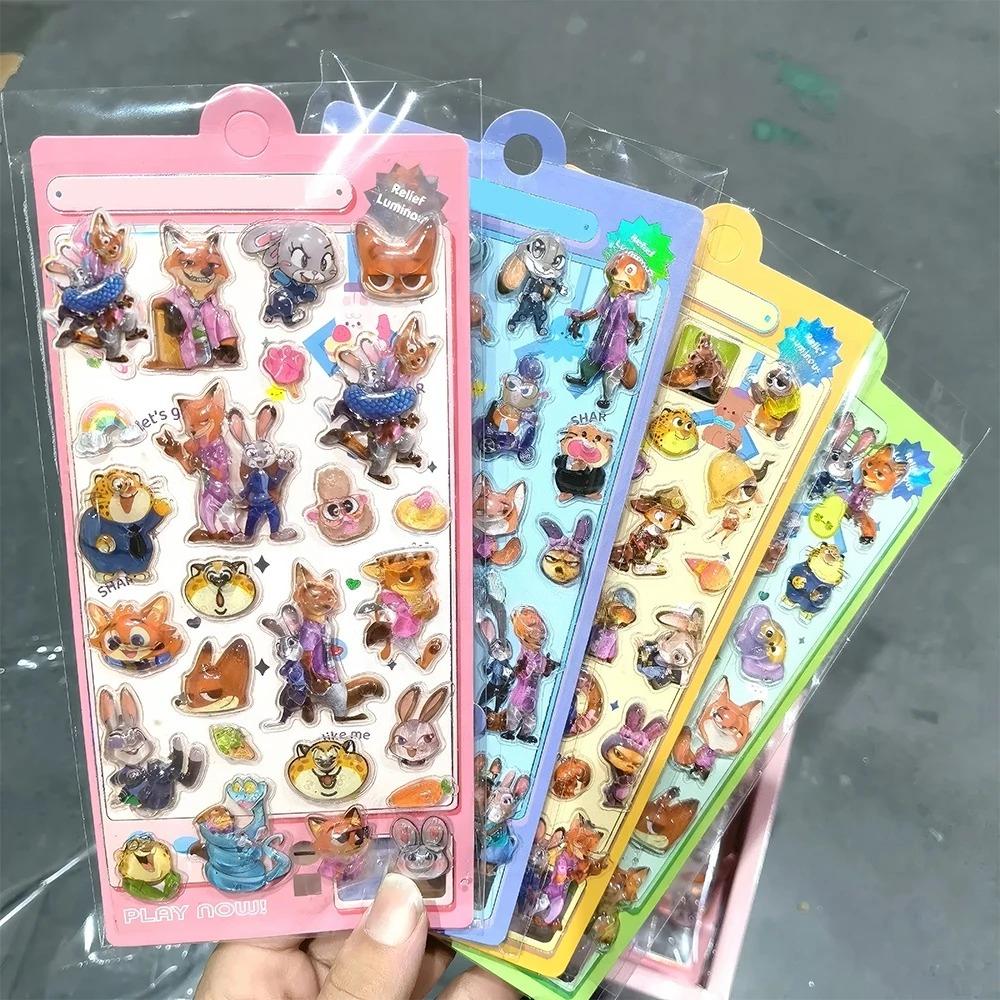 

4Pcs Cute Anime Zootopia 2 3D Bubble Stickers Funny Cartoon Puffy Sticker Laptop Phone Luggage Reward Decals Decoration