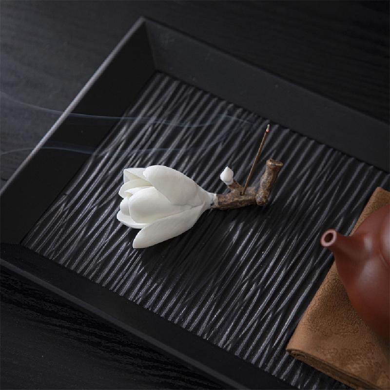 Ceramic Handmade Magnolia Flower Incense Stand Creative Indoor Zen Incense Holder Incense And Tea Ceremony Decoration Gift