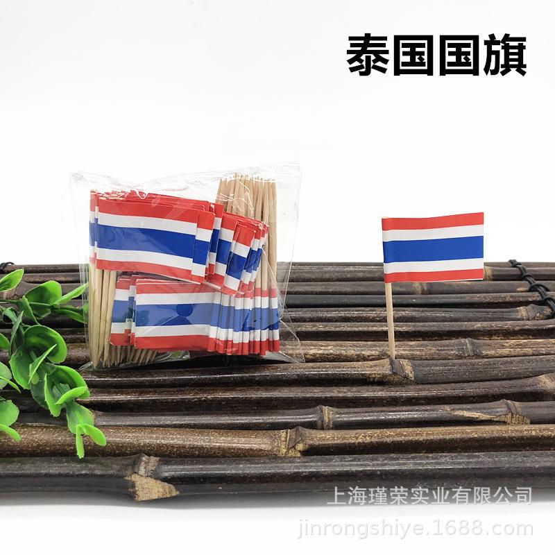 100Pcs Disposable Flag Toothpicks, Food Picks with Mini Flags for Fruit Cocktail Cake Steak, Bar Party Decorative Skewers
