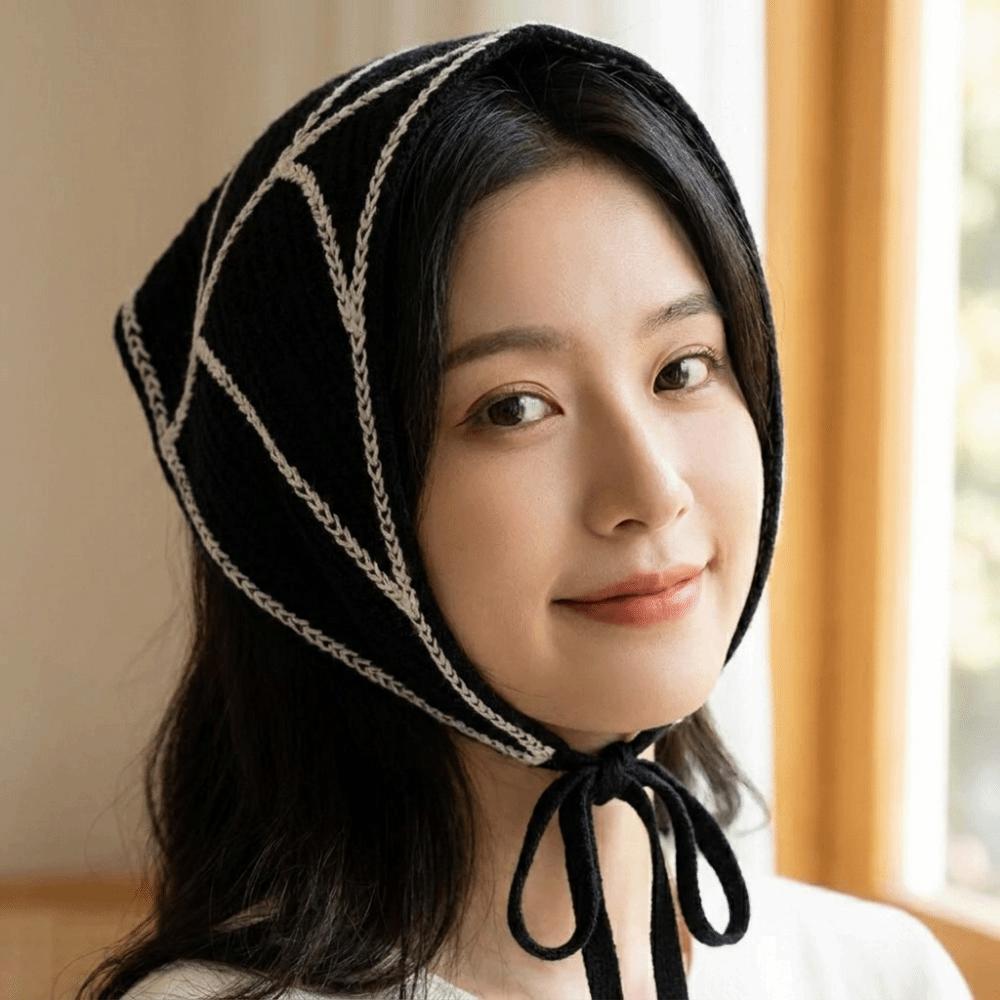 Cotton Material Triangle Scarf Bat Knitted Hollow Headband Halloween Headscarf Women Girls