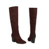 Women's High-heeled Boots Autumn and Winter New Simple Temperament Thick Heel Large Size Suede Medium Boots