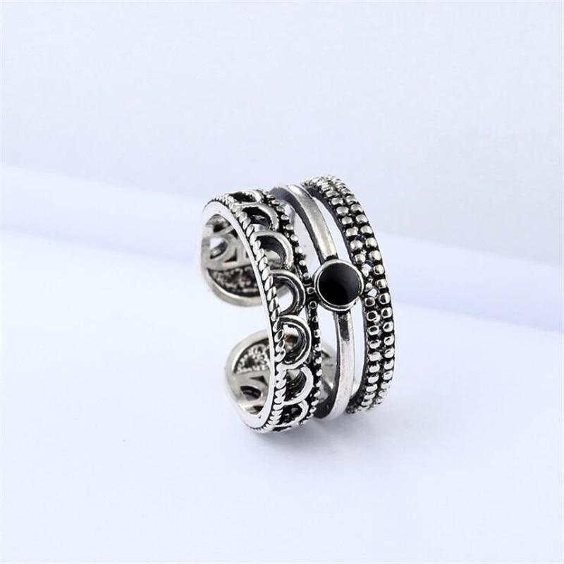 New Temperament Multi -Layer Wavy Flower Line 925 Sterling Silver Jewelry Personality Twist Epoxy Exquisite Opening Rings Sr520
